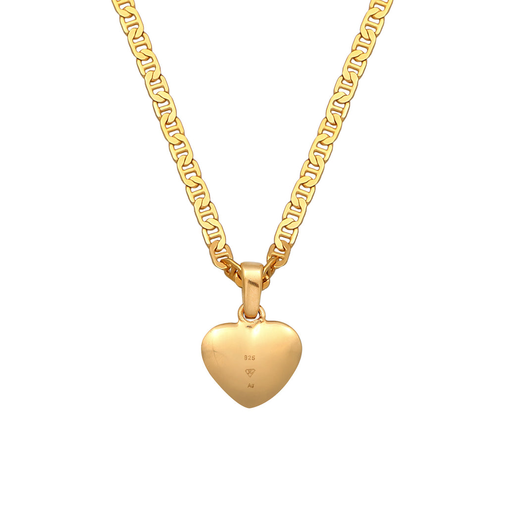 Gold Kalung Perhiasan Perak 925 Wanita Heart Pendant Gold Plated