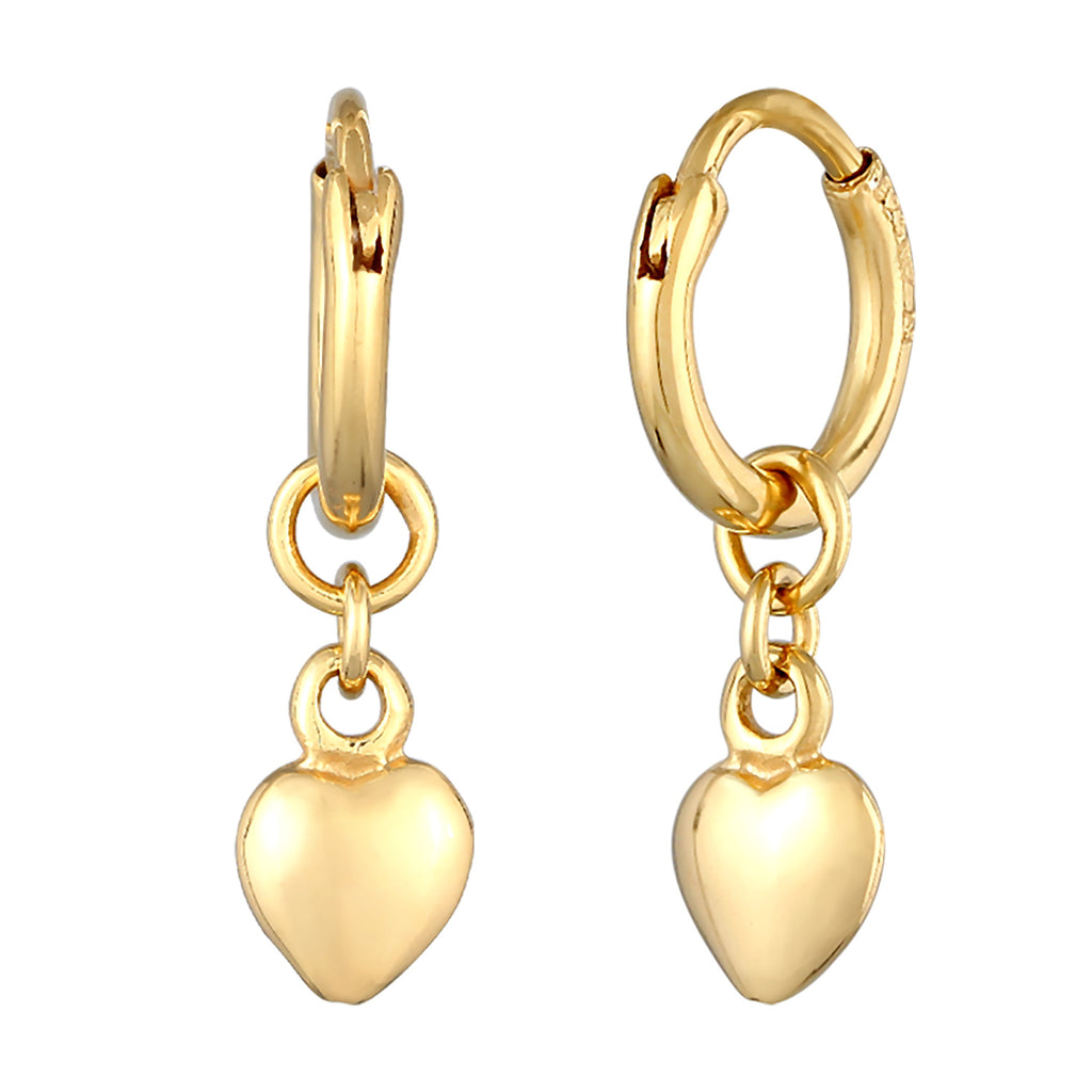 Gold Perhiasan Wanita Perak Asli - Silver Anting Creoles Heart Pendant Love Basic Lapis Emas