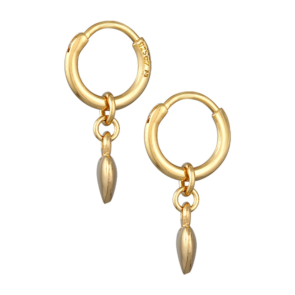 Gold Perhiasan Wanita Perak Asli - Silver Anting Creoles Heart Pendant Love Basic Lapis Emas