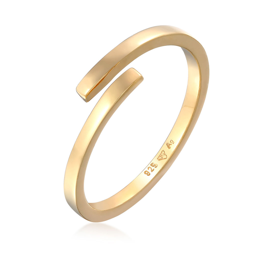 Gold Cincin Perhiasan Perak 925 Wanita Wrap Open Geo Trend Gold Plated