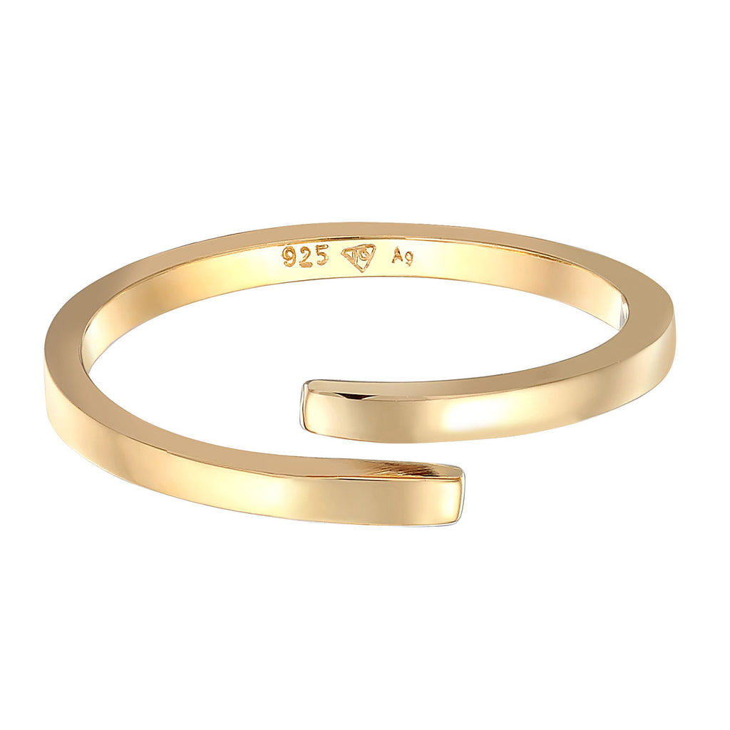 Gold Cincin Perhiasan Perak 925 Wanita Wrap Open Geo Trend Gold Plated