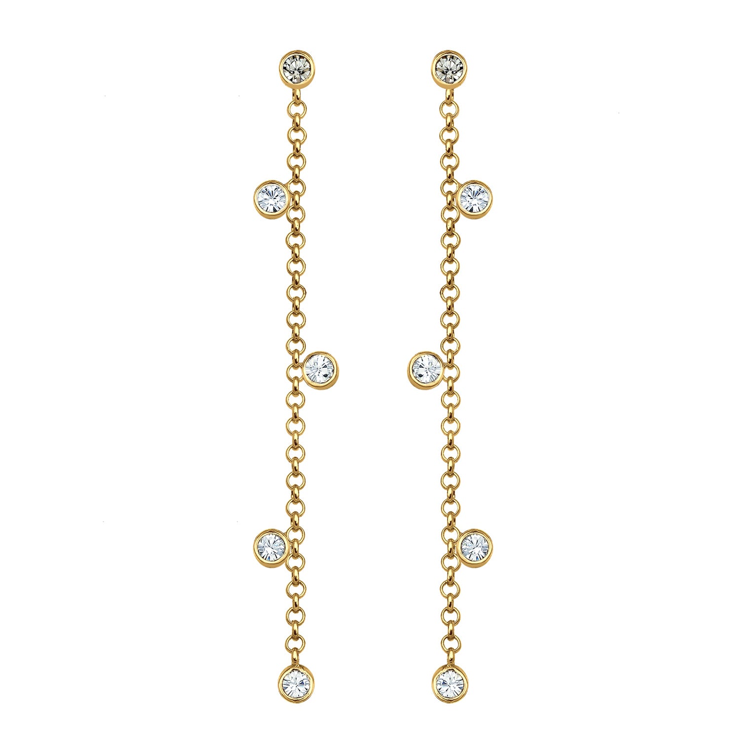 Gold Perhiasan Wanita Perak Asli - Silver Anting Ear Hanger Chain Design Crystals Lapis Emas
