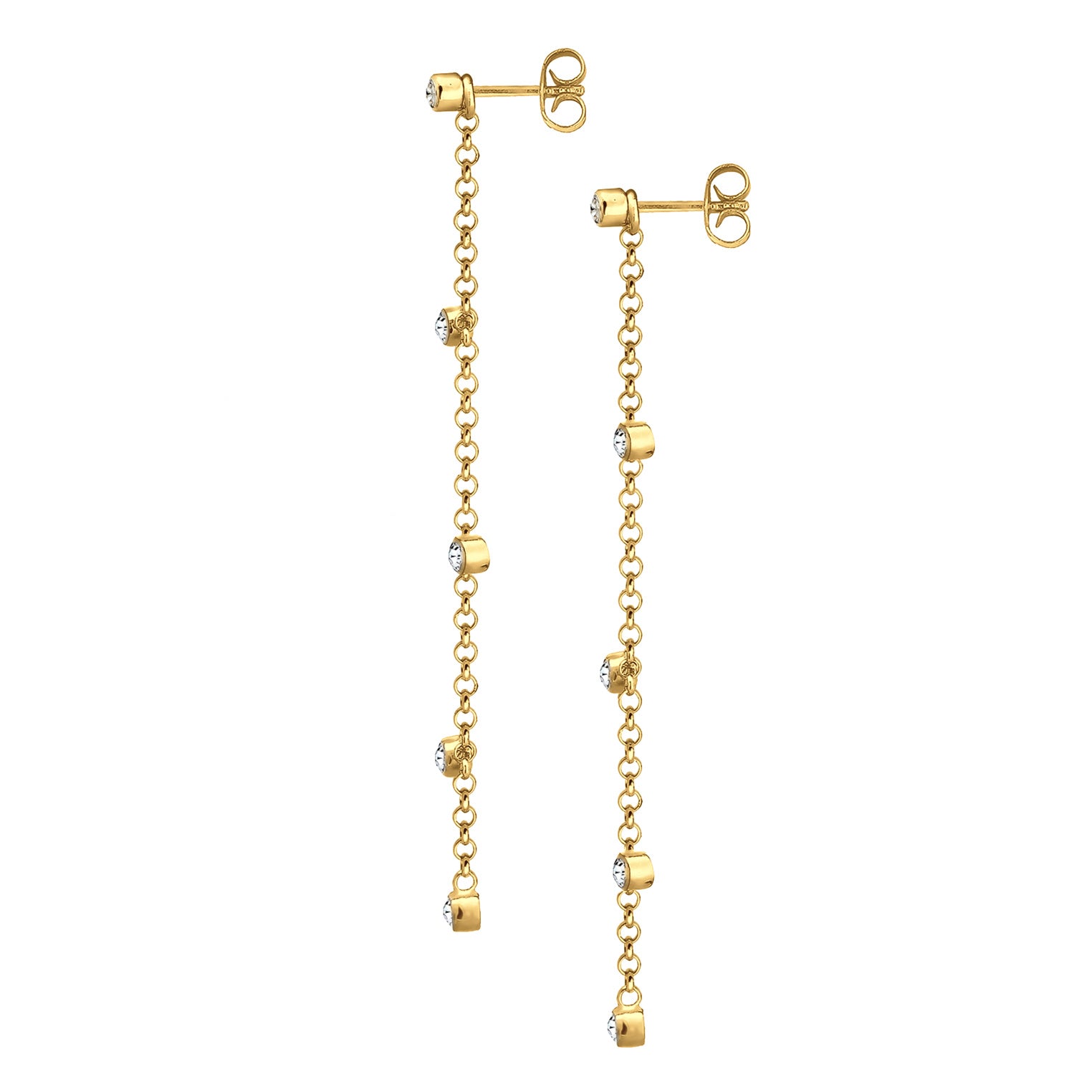 Gold Perhiasan Wanita Perak Asli - Silver Anting Ear Hanger Chain Design Crystals Lapis Emas