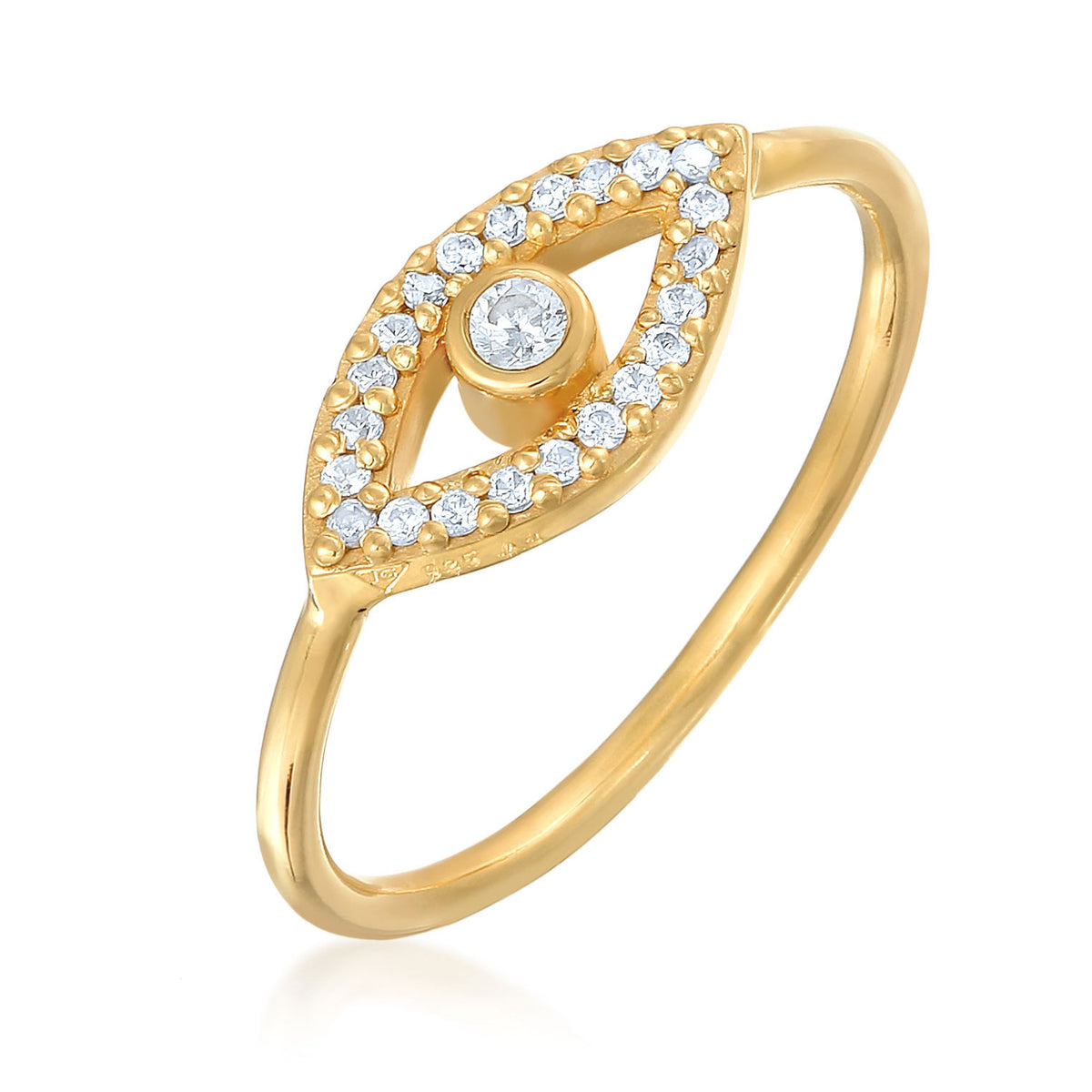 Ladies Evil Eye Symbol Sparkling with zirconia crystals in 925 sterling silver gold plated