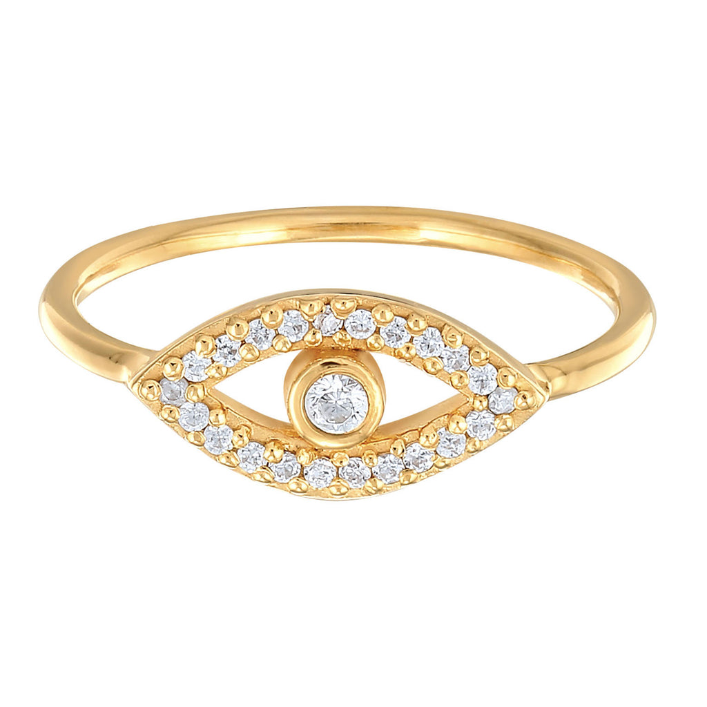 Ladies Evil Eye Symbol Sparkling with zirconia crystals in 925 sterling silver gold plated