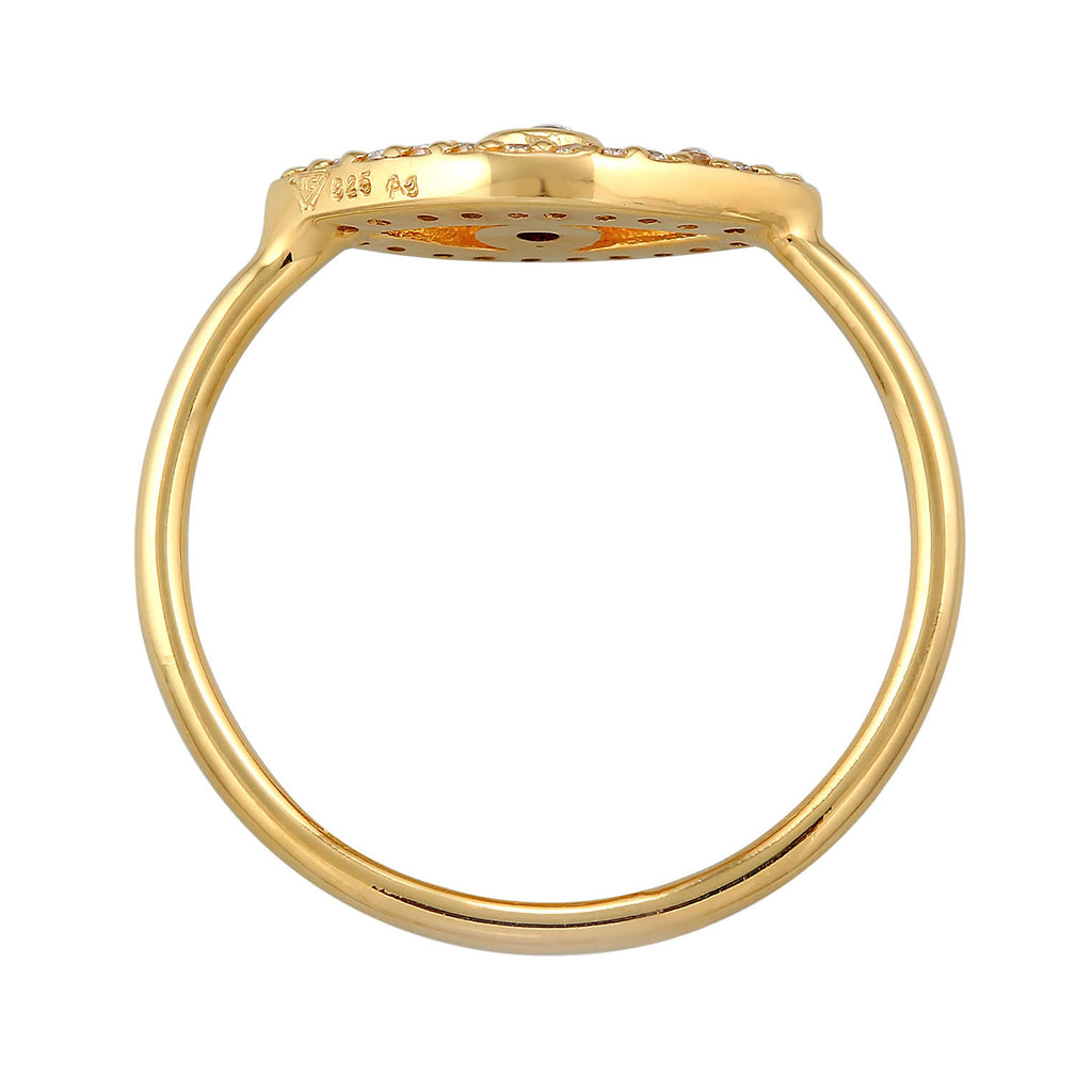 Ladies Evil Eye Symbol Sparkling with zirconia crystals in 925 sterling silver gold plated