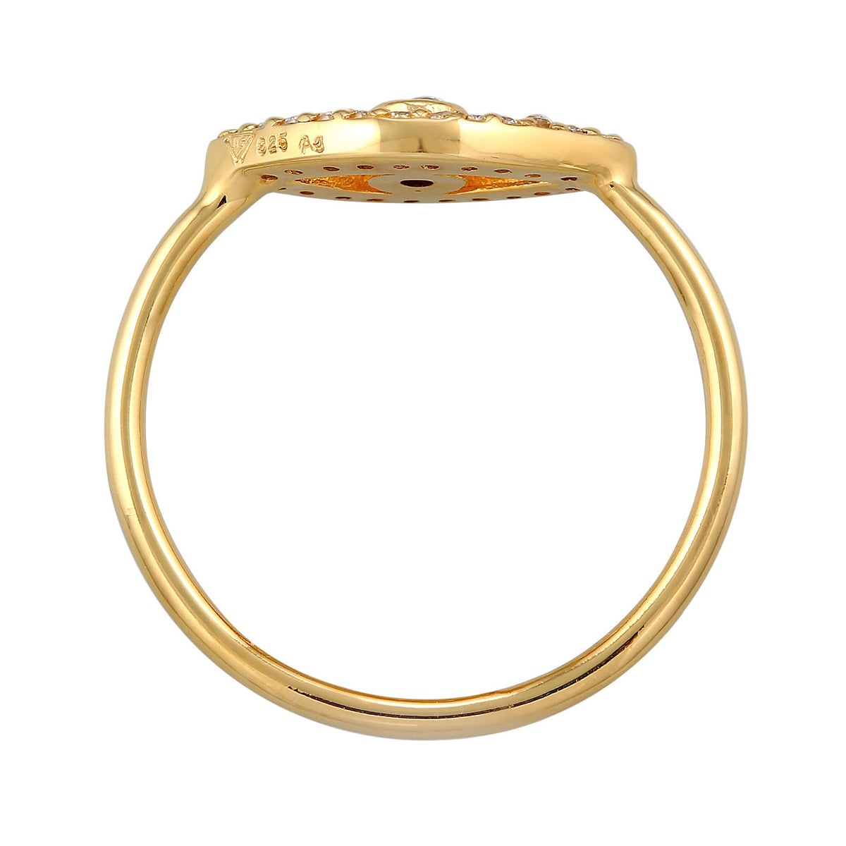 Ladies Evil Eye Symbol Sparkling with zirconia crystals in 925 sterling silver gold plated