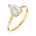 Gold Cincin Perhiasan Perak 925 Wanita Engagement Solitaire Drop Zirconia Gold Plated