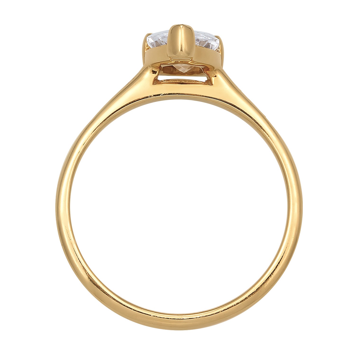 Gold Cincin Perhiasan Perak 925 Wanita Engagement Solitaire Drop Zirconia Gold Plated
