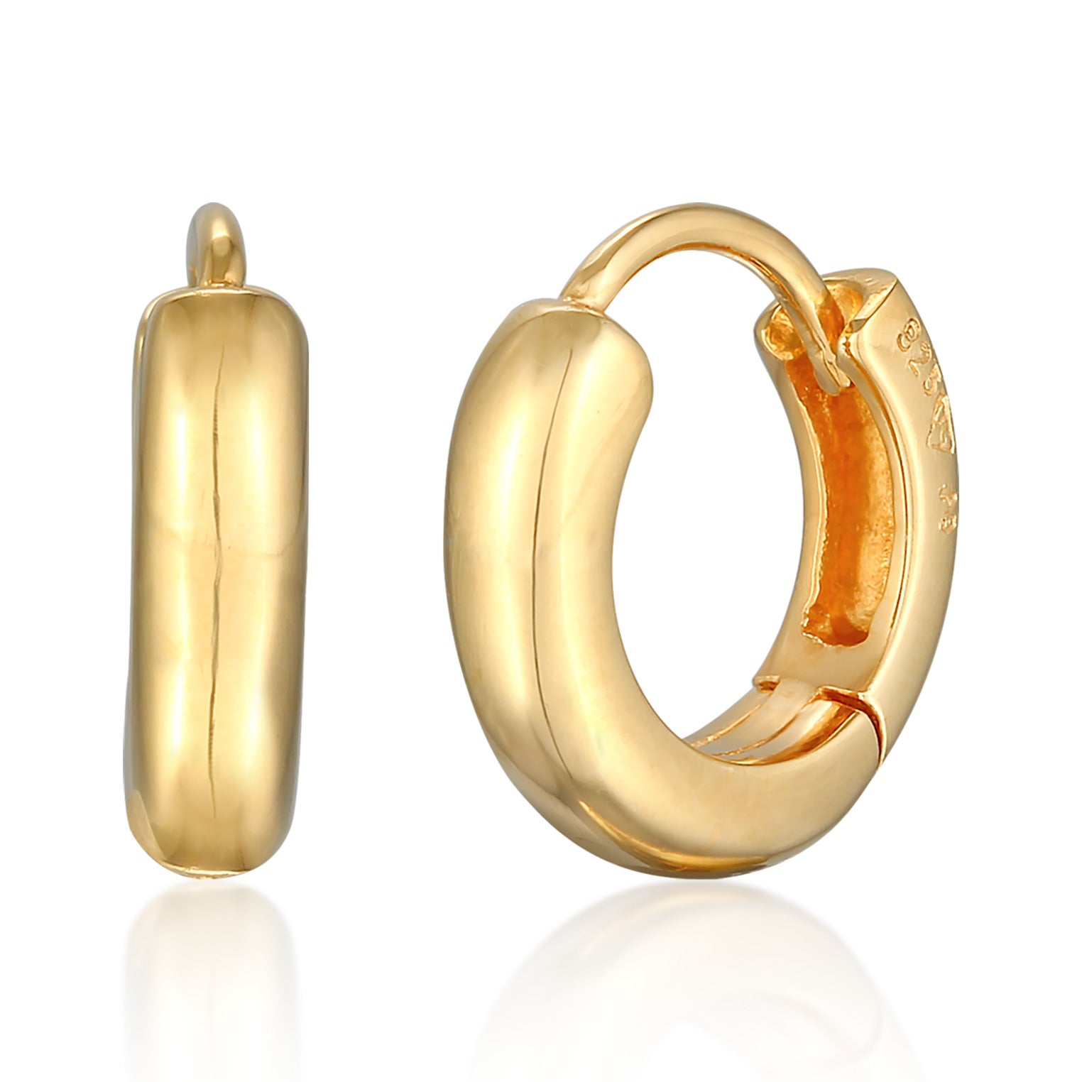 Gold Perhiasan Wanita Perak Asli - Silver Anting Creoles Hinge Basic Round Lapis Emas