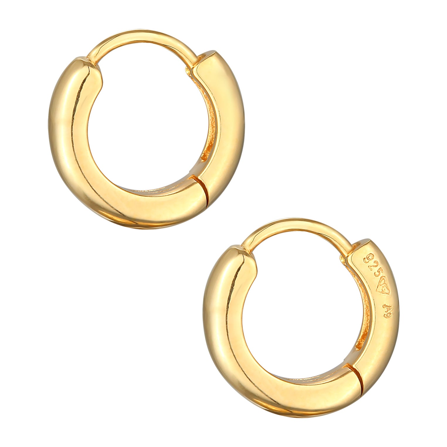 Gold Perhiasan Wanita Perak Asli - Silver Anting Creoles Hinge Basic Round Lapis Emas