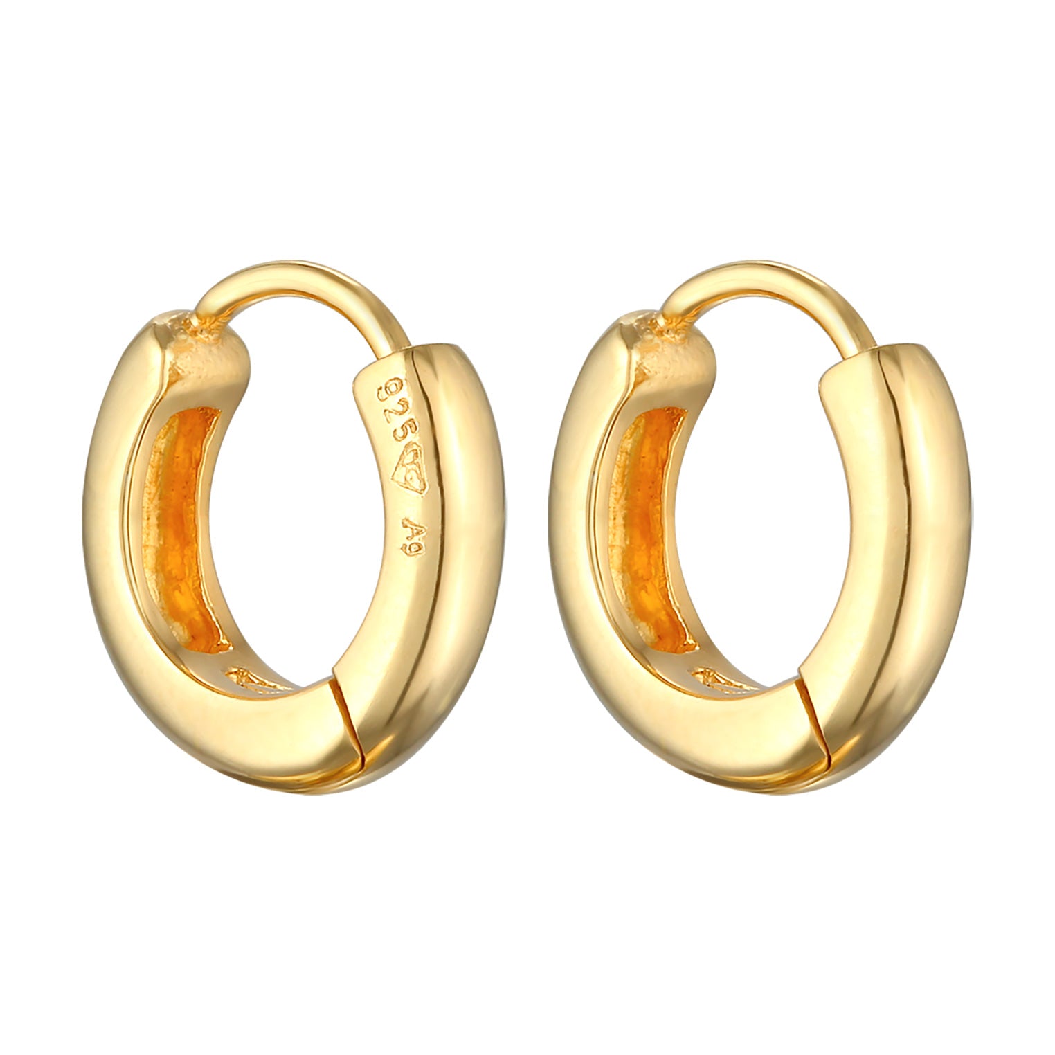 Gold Perhiasan Wanita Perak Asli - Silver Anting Creoles Hinge Basic Round Lapis Emas