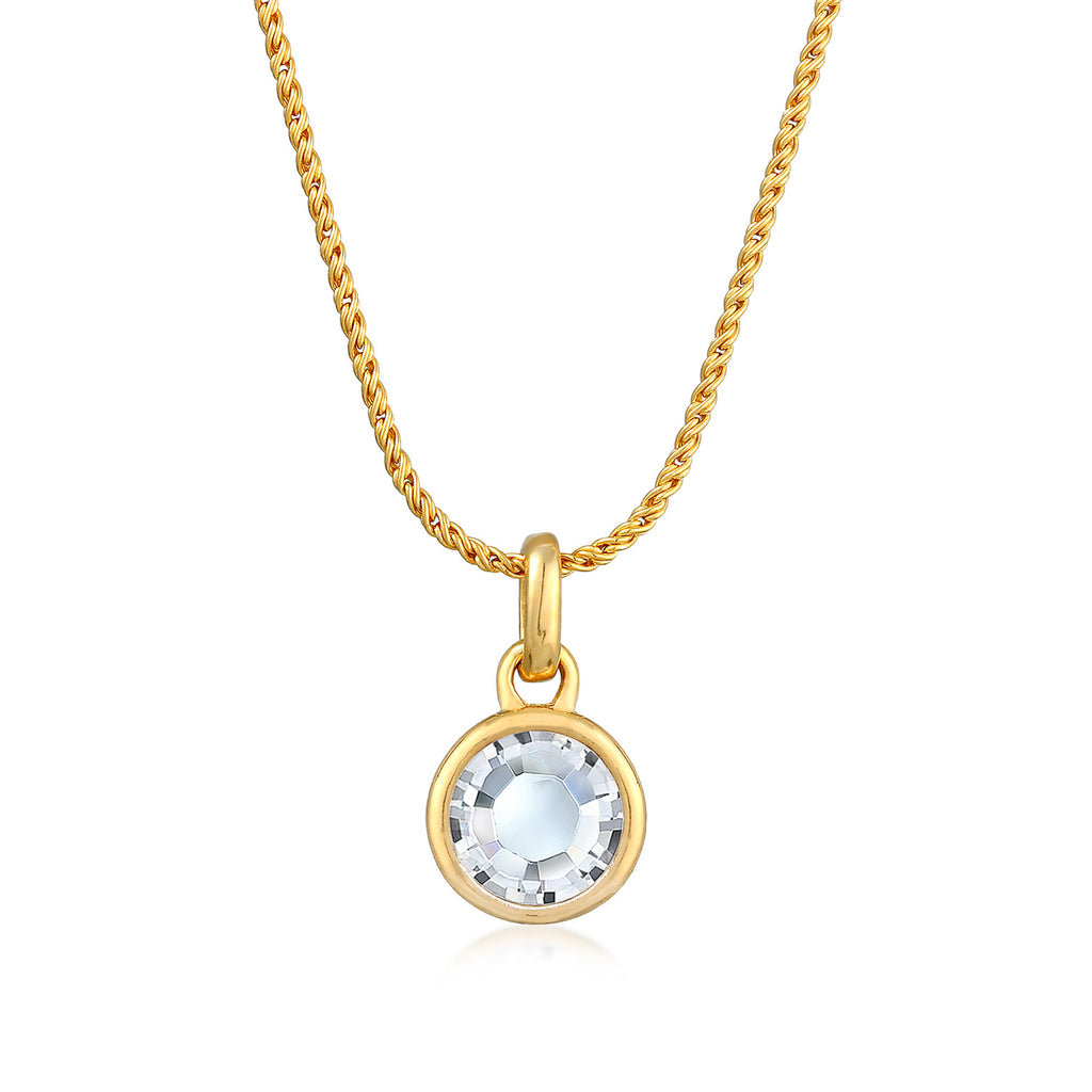 Gold Kalung Perhiasan Perak 925 Wanita Pendant Solitaire Cord Crystal Gold Plated