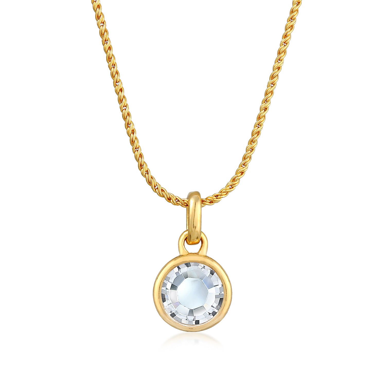 Gold Kalung Perhiasan Perak 925 Wanita Pendant Solitaire Cord Crystal Gold Plated