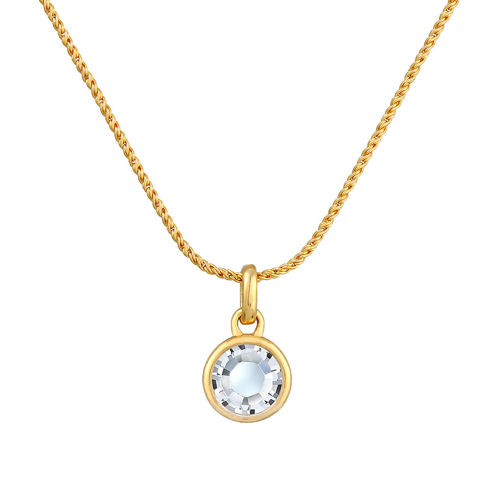 Gold Kalung Perhiasan Perak 925 Wanita Pendant Solitaire Cord Crystal Gold Plated