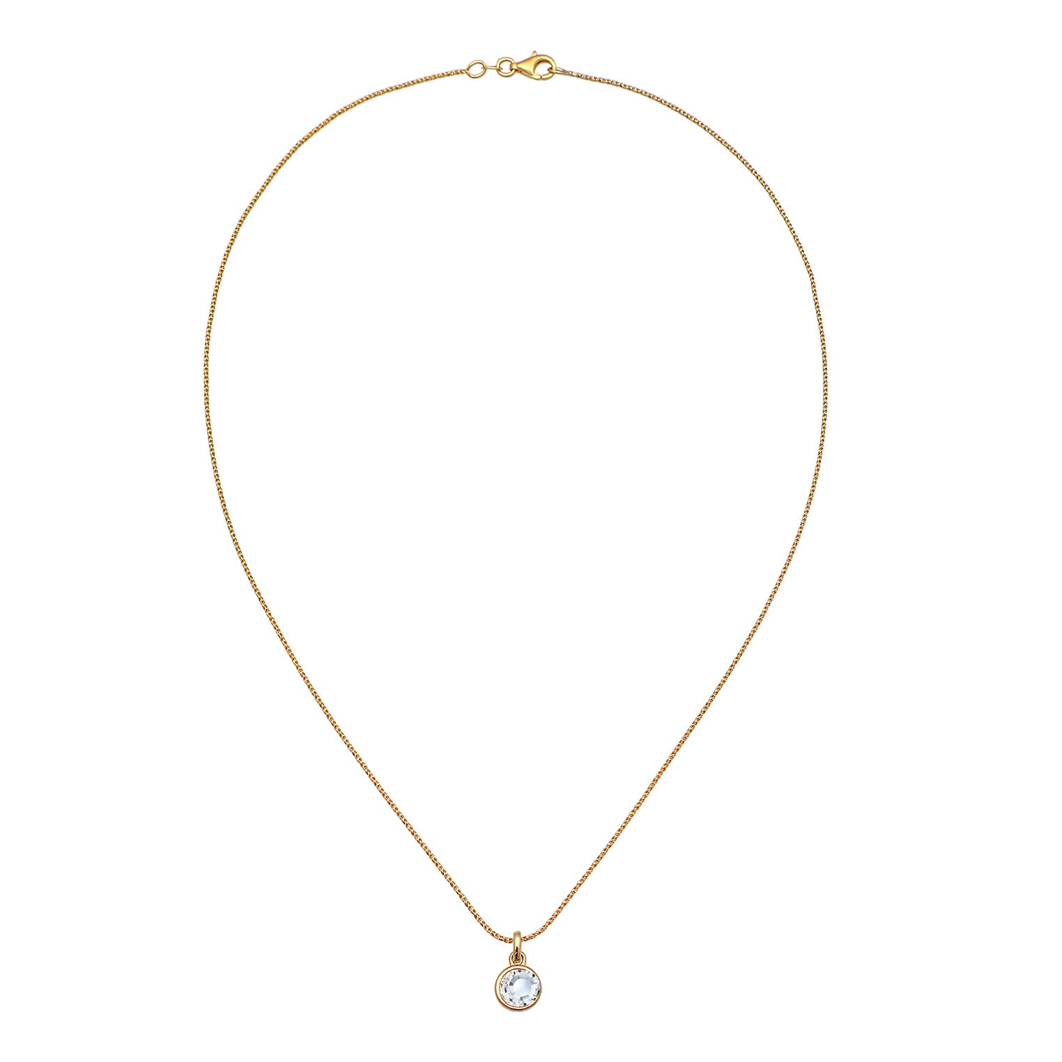 Gold Kalung Perhiasan Perak 925 Wanita Pendant Solitaire Cord Crystal Gold Plated