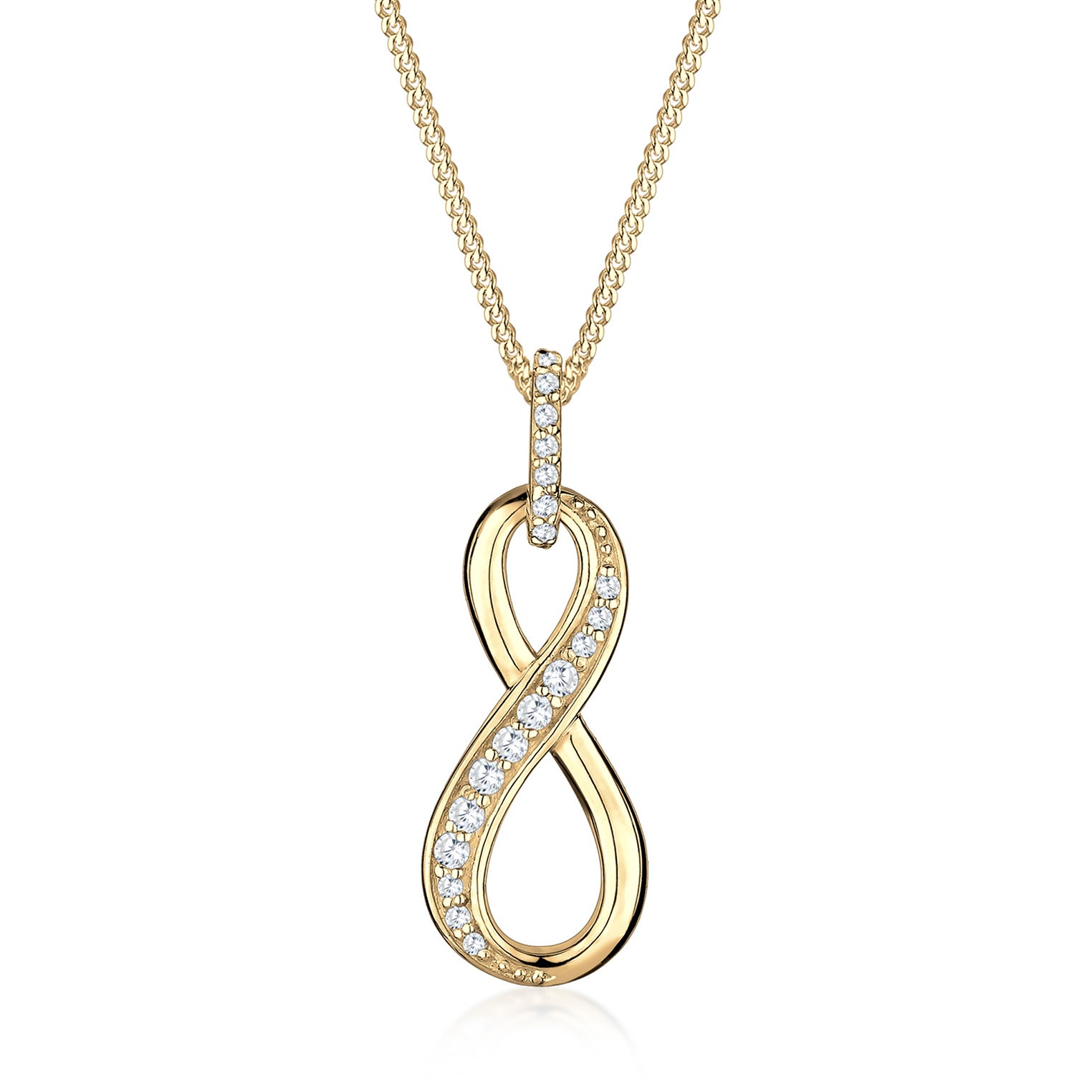 Gold Kalung Perhiasan Perak 925 Wanita Infinity Pendant Symbol Zirconia Gold Plated