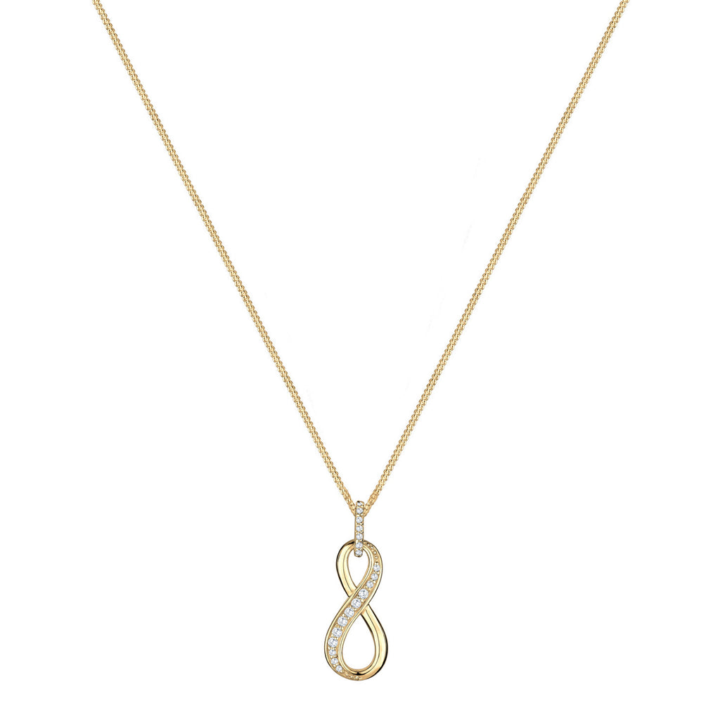 Gold Kalung Perhiasan Perak 925 Wanita Infinity Pendant Symbol Zirconia Gold Plated