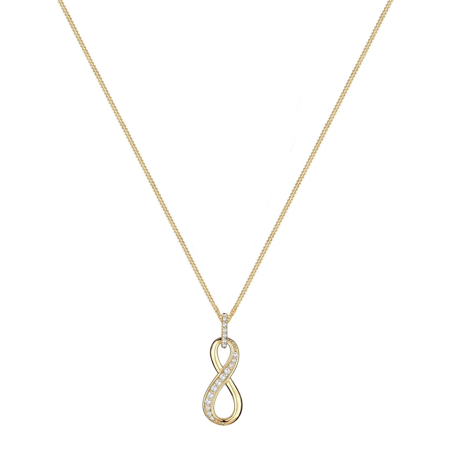 Gold Kalung Perhiasan Perak 925 Wanita Infinity Pendant Symbol Zirconia Gold Plated
