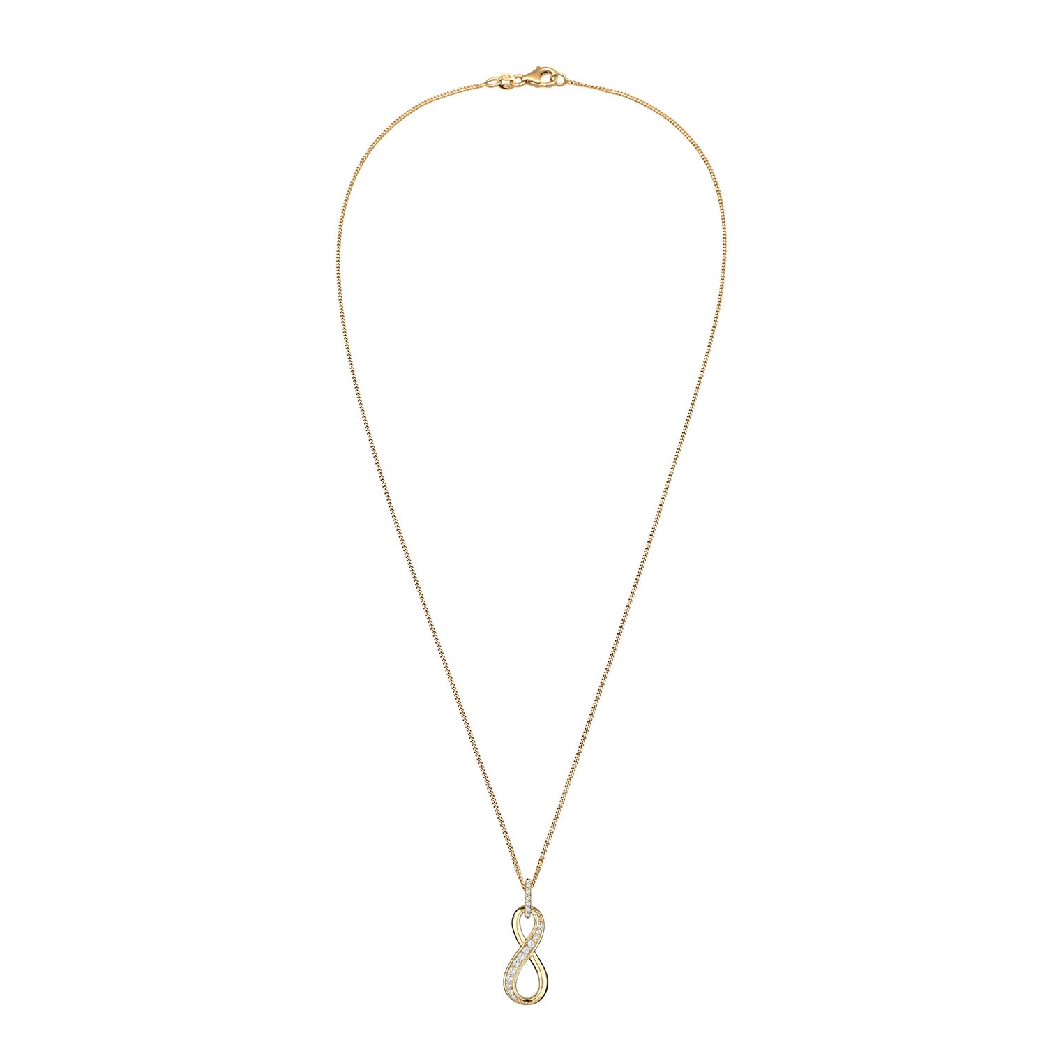 Gold Kalung Perhiasan Perak 925 Wanita Infinity Pendant Symbol Zirconia Gold Plated