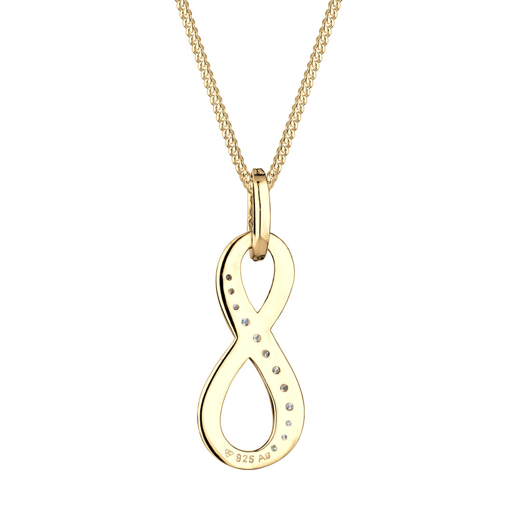Gold Kalung Perhiasan Perak 925 Wanita Infinity Pendant Symbol Zirconia Gold Plated