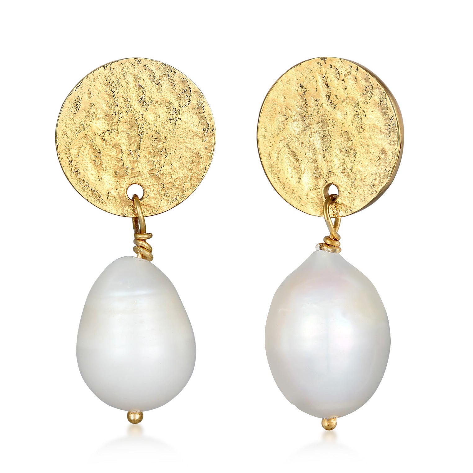 Gold Perhiasan Wanita Perak Asli - Silver Anting Ear Hanger Platelet Organic Freshwater Pearls Lapis Emas