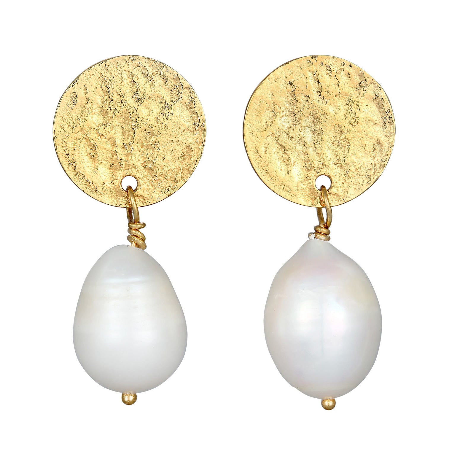 Gold Perhiasan Wanita Perak Asli - Silver Anting Ear Hanger Platelet Organic Freshwater Pearls Lapis Emas