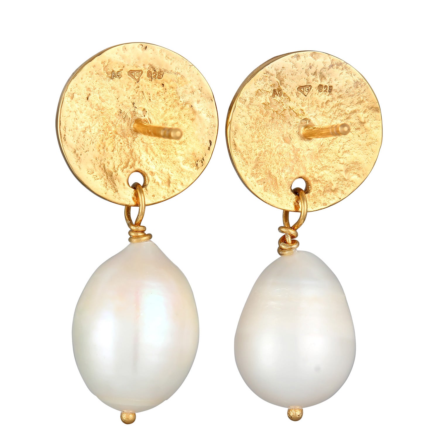 Gold Perhiasan Wanita Perak Asli - Silver Anting Ear Hanger Platelet Organic Freshwater Pearls Lapis Emas