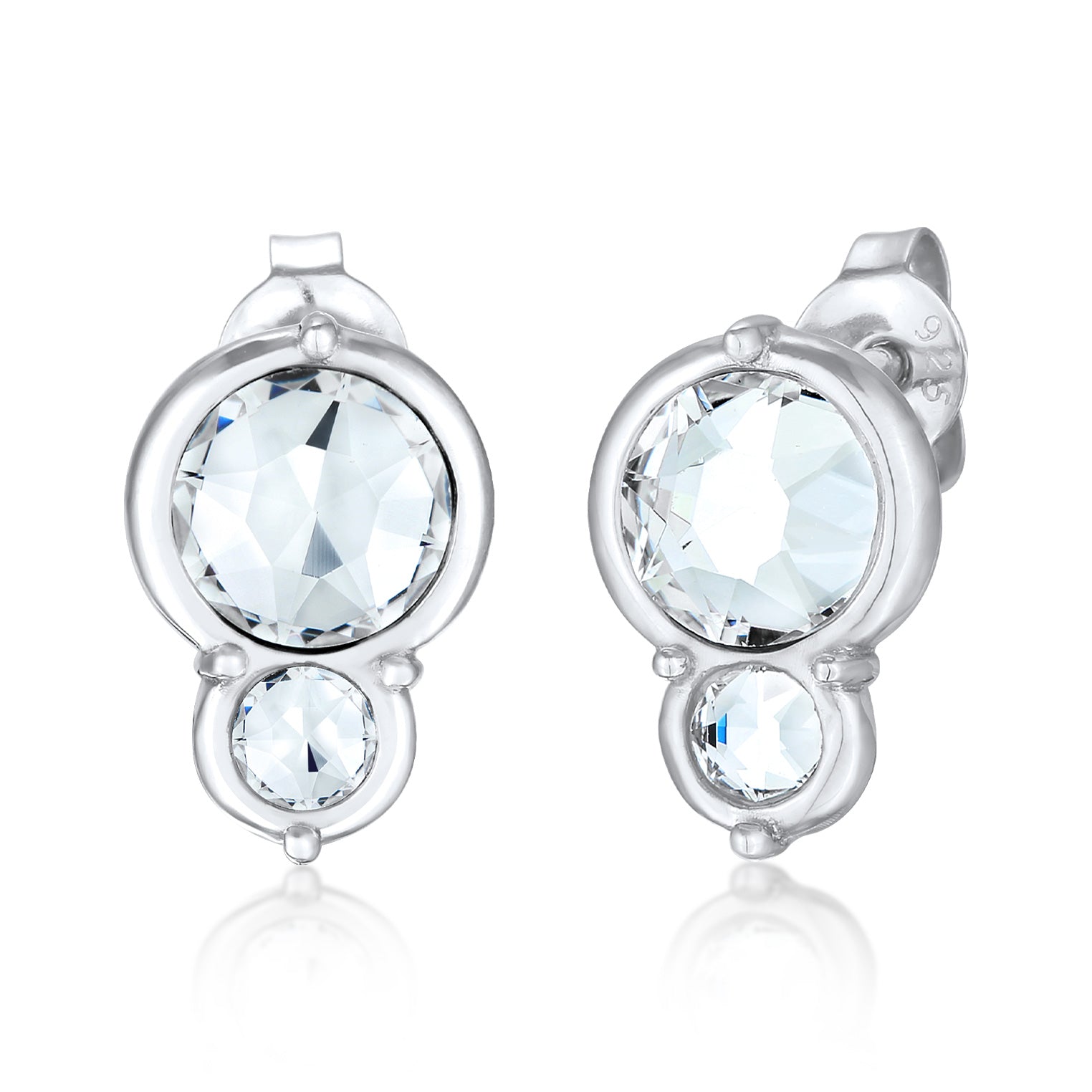 Silver Anting Perhiasan Perak 925 Wanita Stud Round Elegant Crystal
