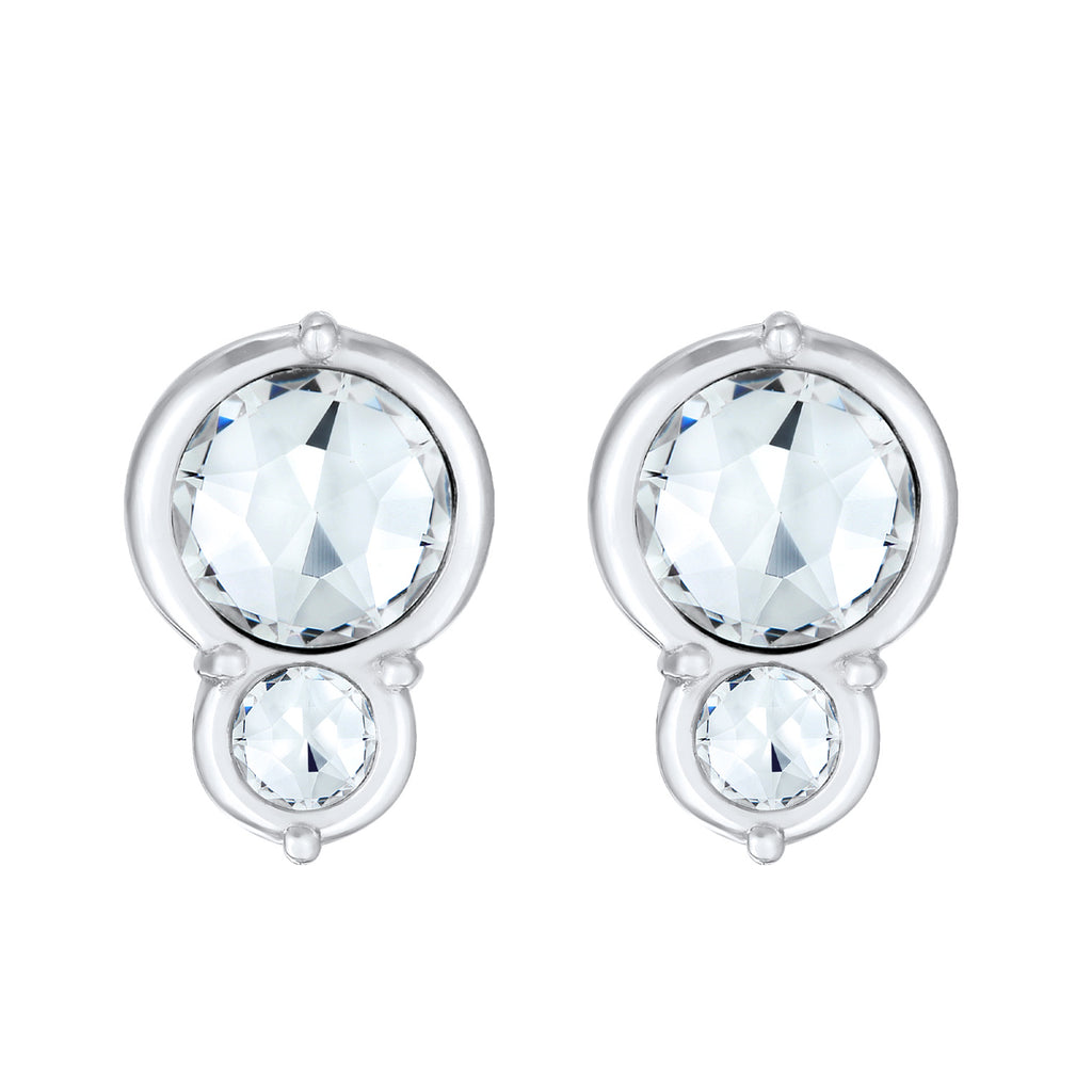 Silver Anting Perhiasan Perak 925 Wanita Stud Round Elegant Crystal