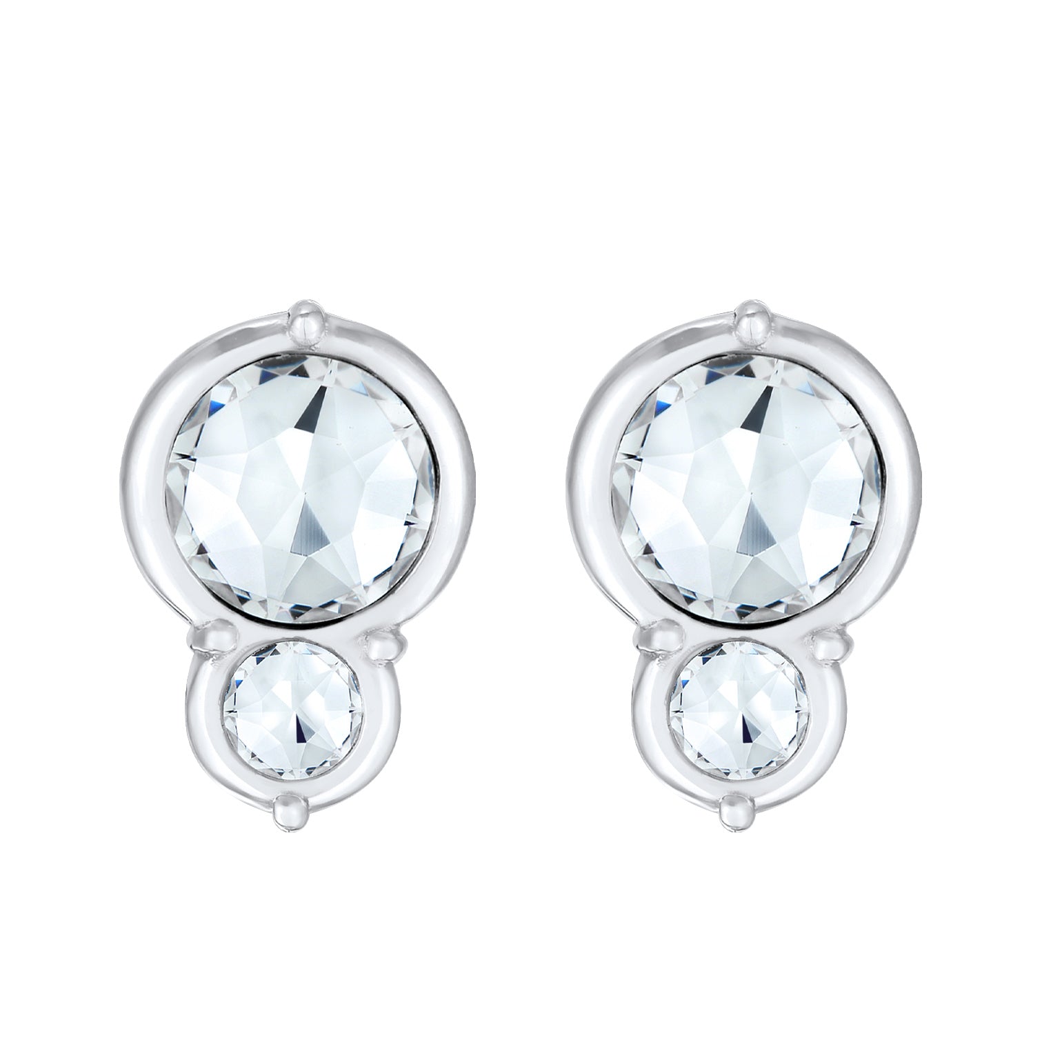 Silver Anting Perhiasan Perak 925 Wanita Stud Round Elegant Crystal