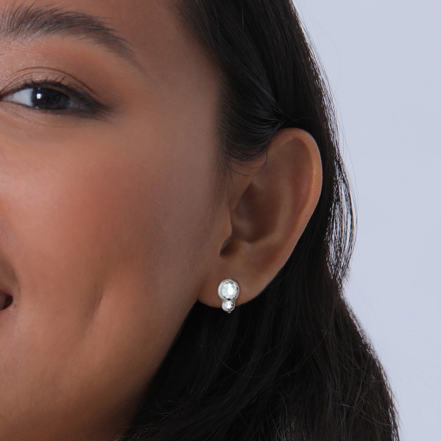 Silver Anting Perhiasan Perak 925 Wanita Stud Round Elegant Crystal