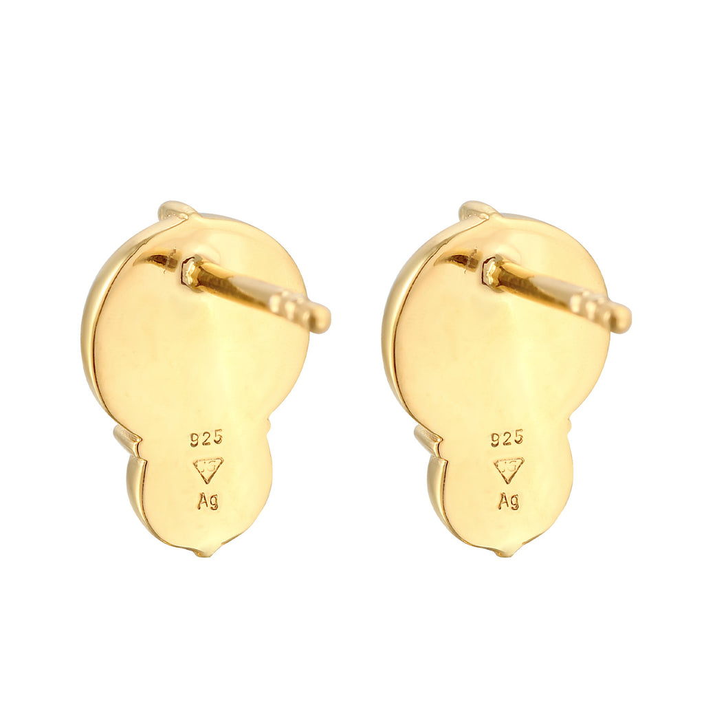 Gold Anting Perhiasan Perak 925 Wanita Stud Round Elegant Crystal Gold Plated
