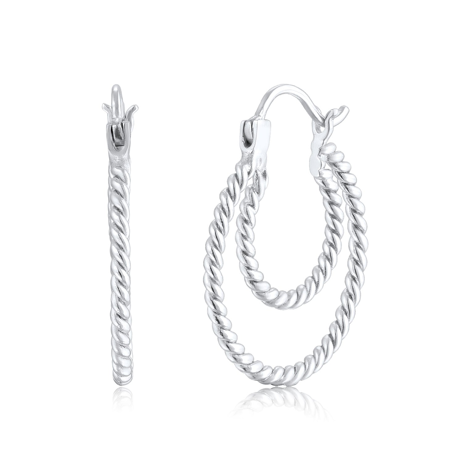 Silver Perhiasan Wanita Perak Asli - Silver Anting Creoles Twisted Elegant