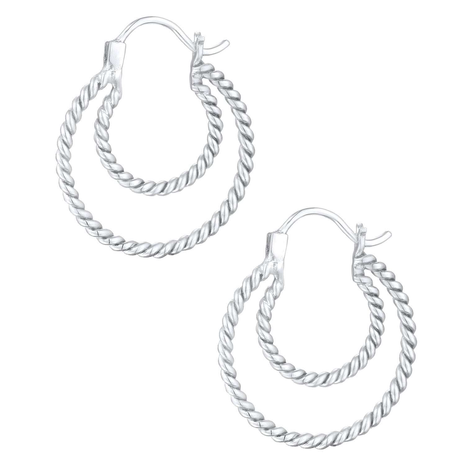 Silver Perhiasan Wanita Perak Asli - Silver Anting Creoles Twisted Elegant