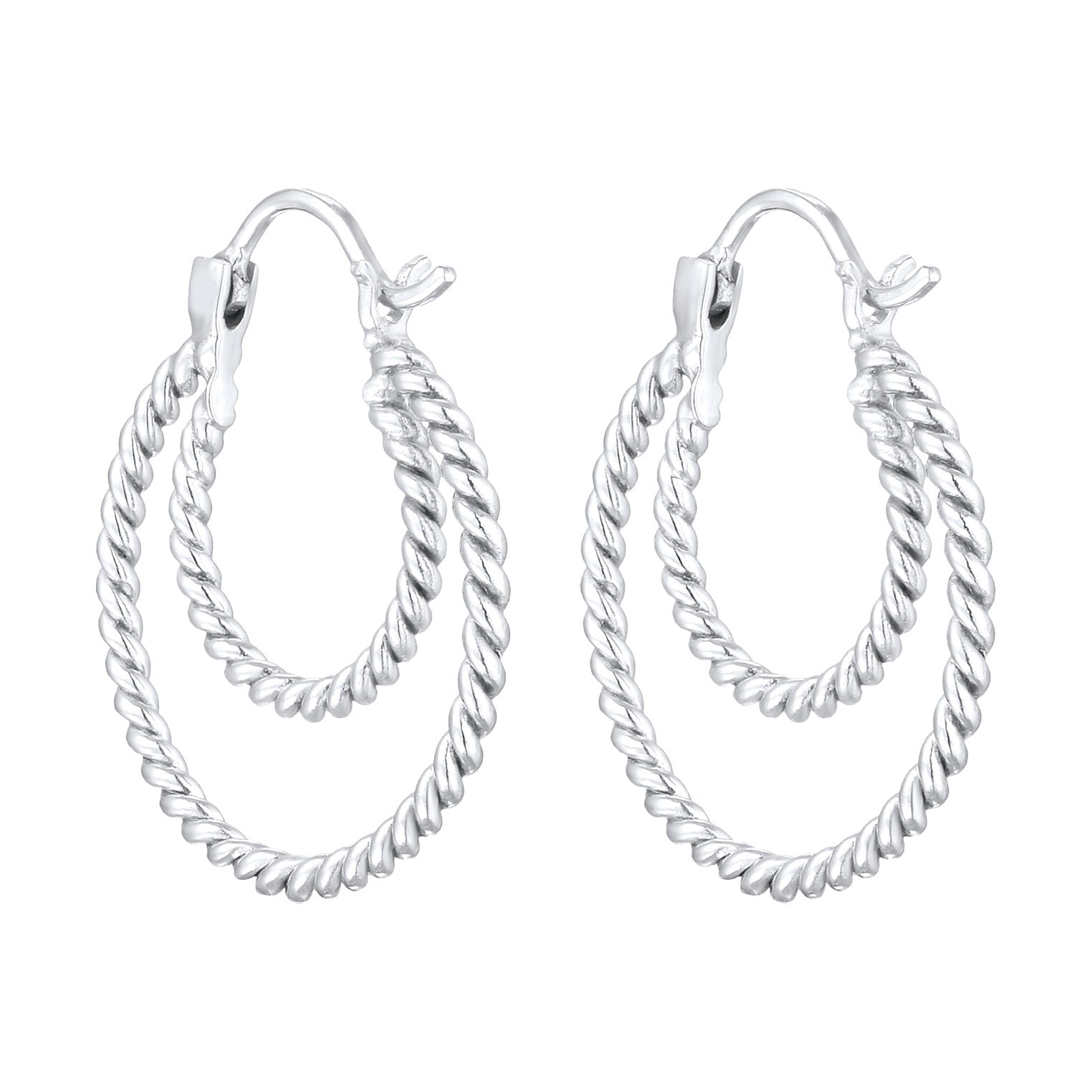 Silver Perhiasan Wanita Perak Asli - Silver Anting Creoles Twisted Elegant