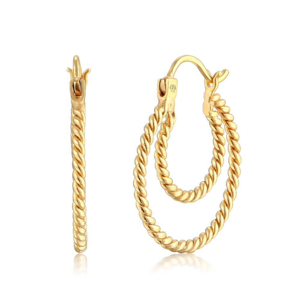 Ladies Creoles Twisted Elegant in 925 sterling silver gold plated
