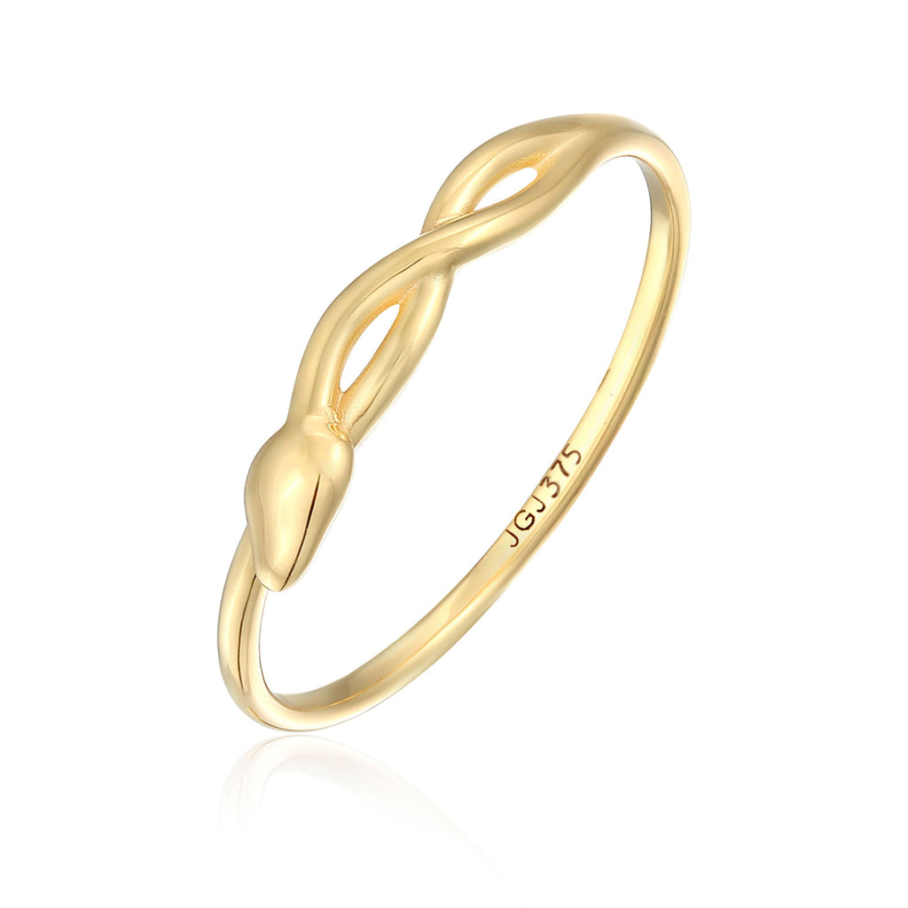 Minimalist Serpent Infinity Ring 375 Yellow Gold