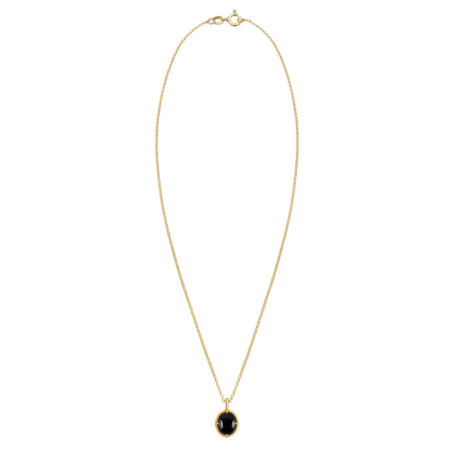 Gold Kalung Perhiasan Perak 925 Wanita Solitaire Pendant Oval Vintage Onyx Gold Plated