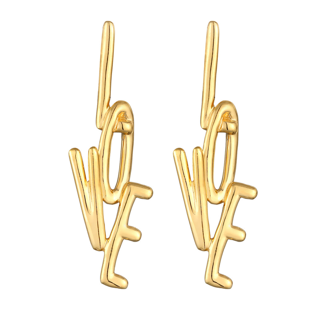 Gold Perhiasan Wanita Perak Asli - Silver Anting Stud Love Lapis Emas