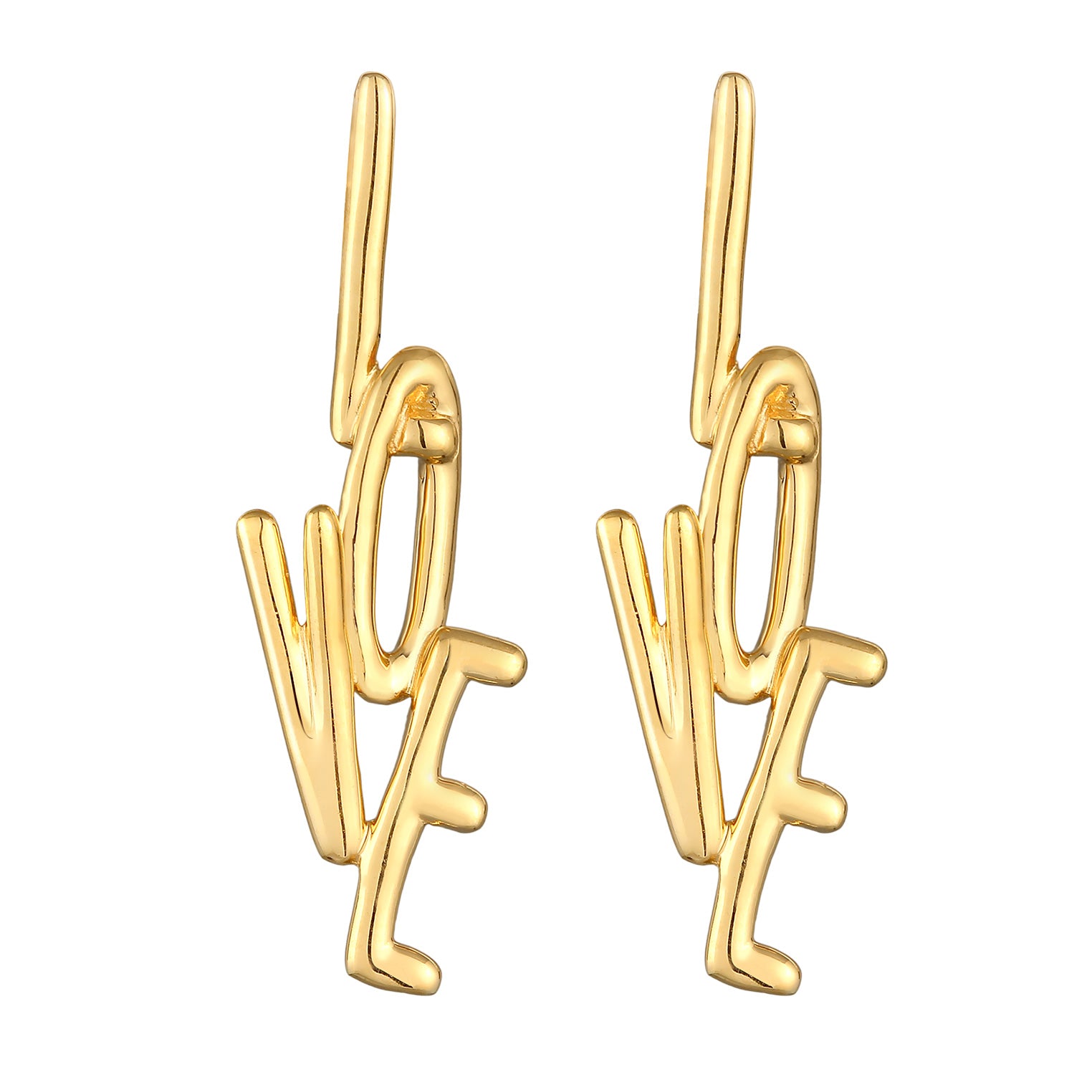 Gold Perhiasan Wanita Perak Asli - Silver Anting Stud Love Lapis Emas