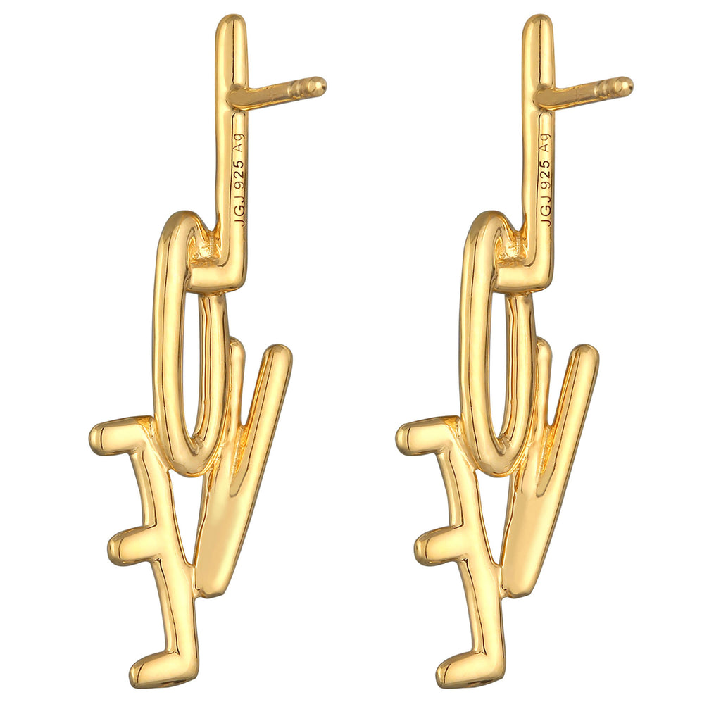 Gold Perhiasan Wanita Perak Asli - Silver Anting Stud Love Lapis Emas