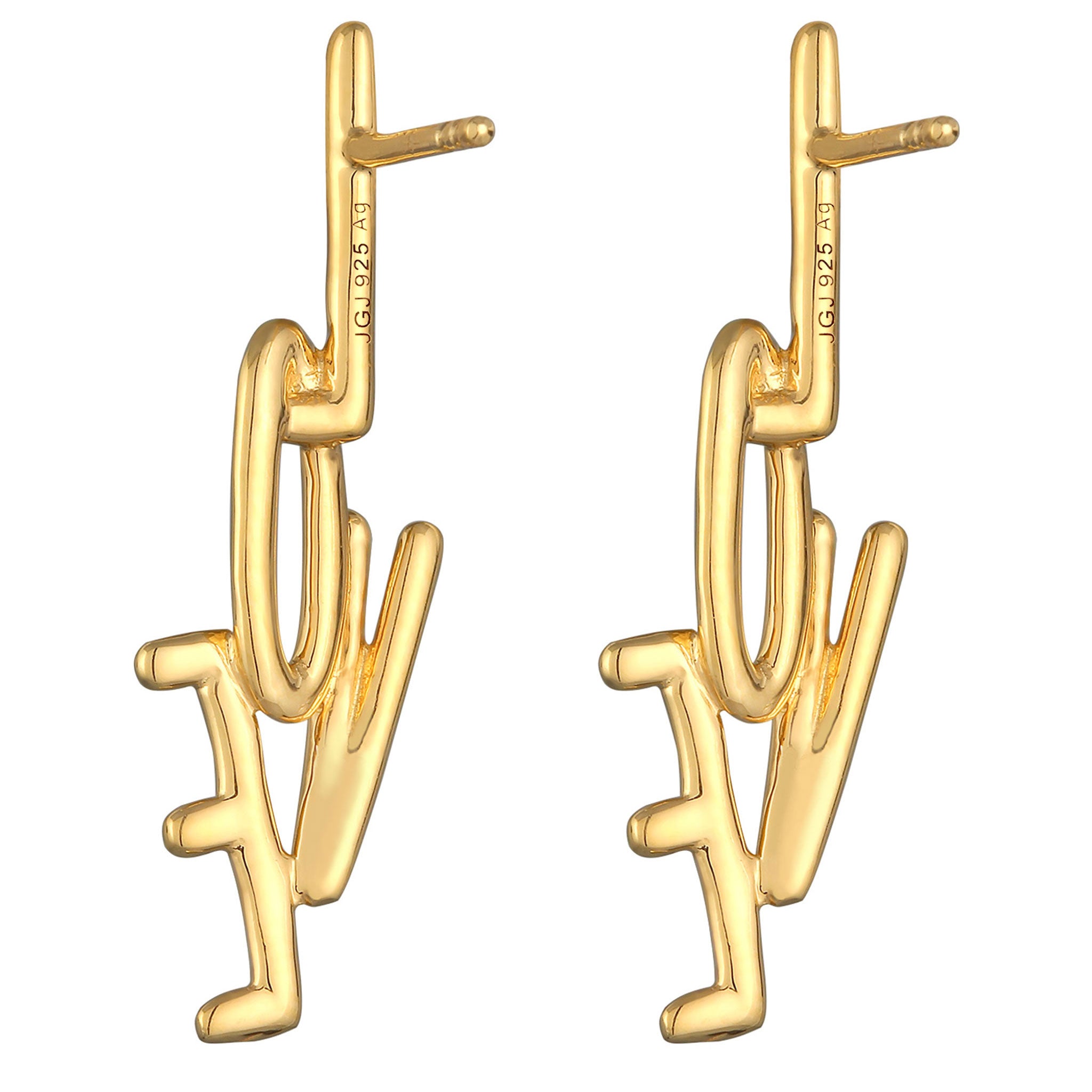 Gold Perhiasan Wanita Perak Asli - Silver Anting Stud Love Lapis Emas
