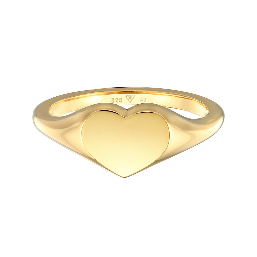 Gold Perhiasan Wanita Perak Asli Lapis Emas Cincin Heart