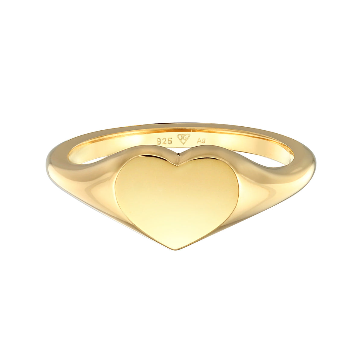 Heart Signet Ring 925 Silver Gold Plated