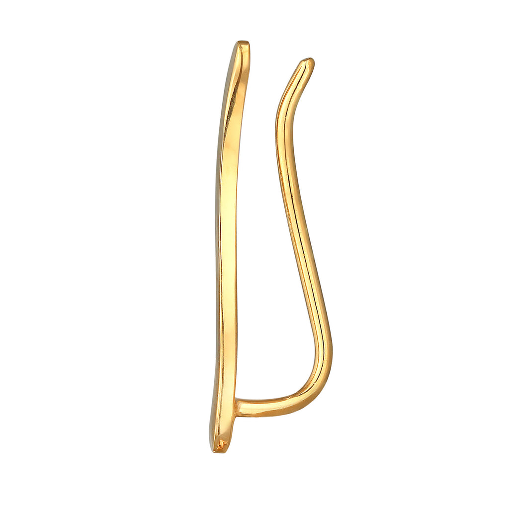 Gold Anting Perhiasan Perak 925 Wanita Earclimber Curved Gold Plated
