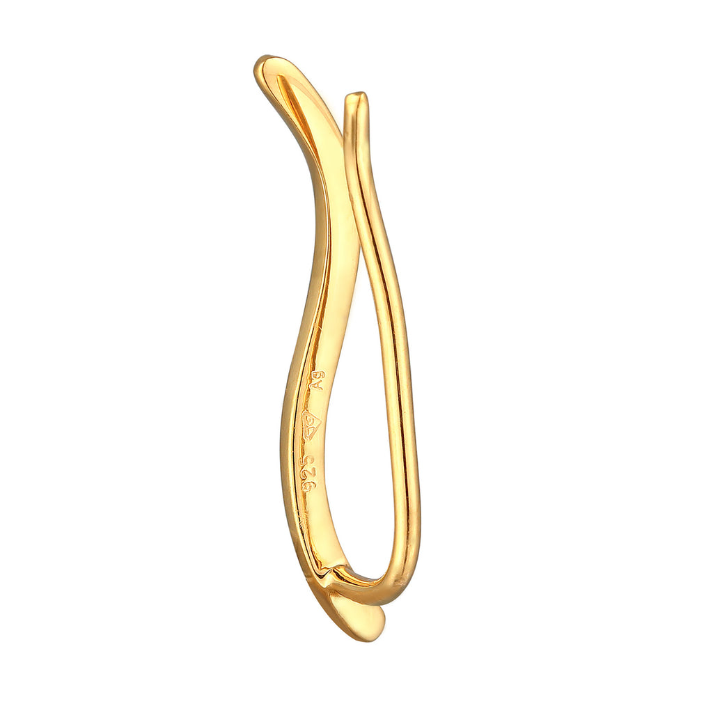 Gold Anting Perhiasan Perak 925 Wanita Earclimber Curved Gold Plated