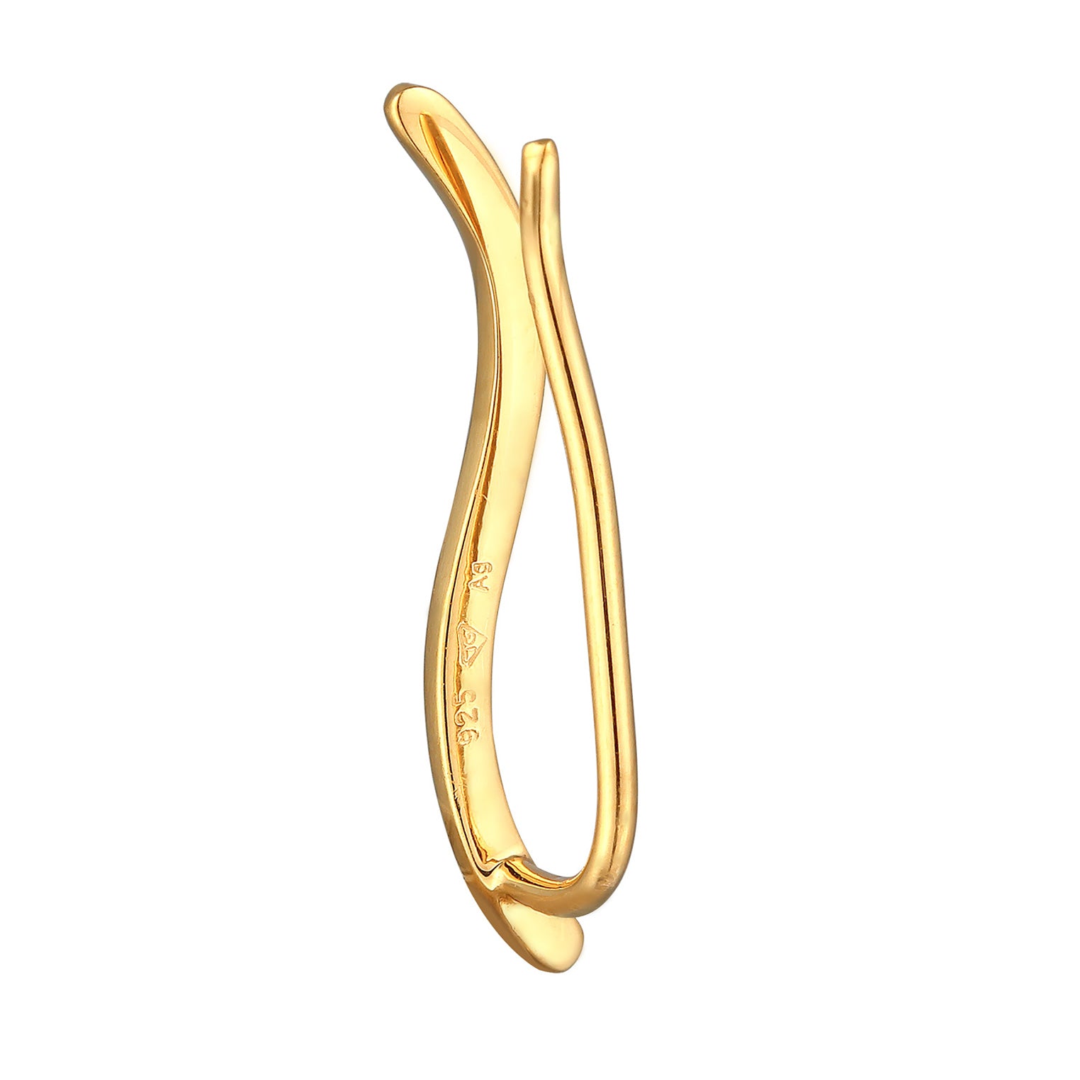 Gold Anting Perhiasan Perak 925 Wanita Earclimber Curved Gold Plated