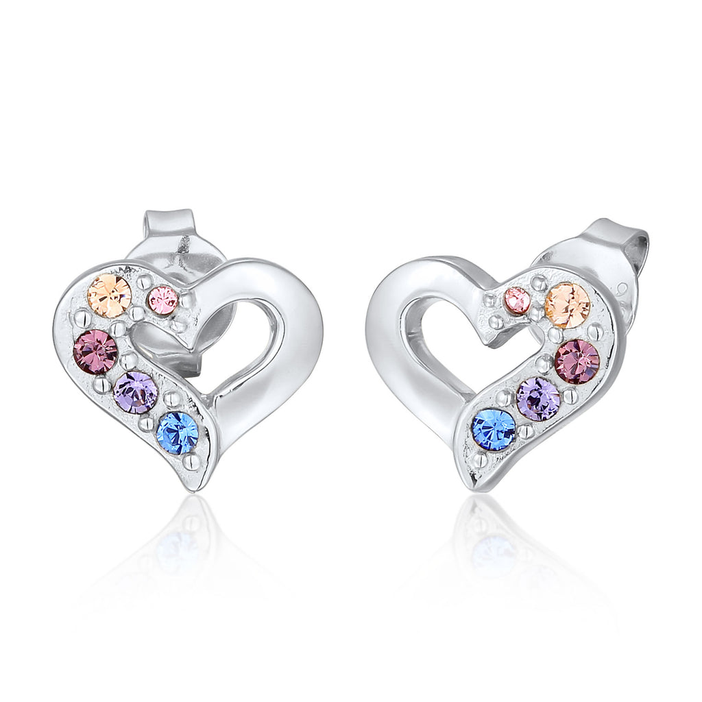 Anting perak 925 dengan love stud crystal elegan Elli Jewelry