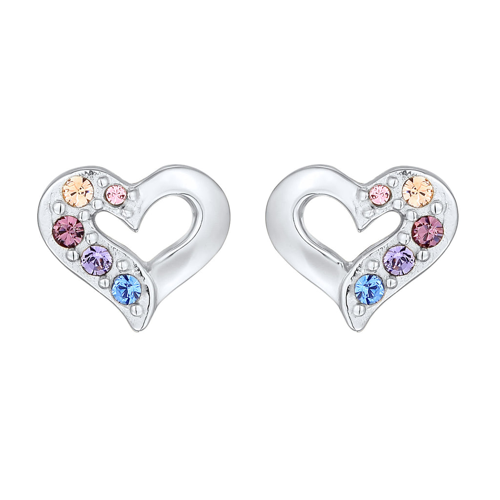 Anting perak 925 dengan love stud crystal elegan Elli Jewelry